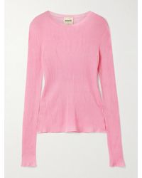 KHAITE - Mosi Ribbed Silk Top - Lyst
