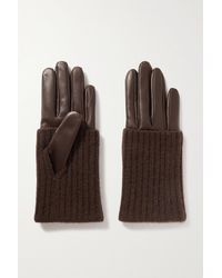 Portolano Handschuhe Aus Leder Und Geripptem Kaschmir - Braun