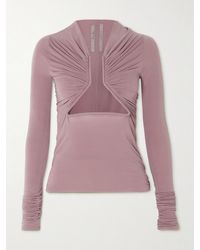 Rick Owens - Cutout Ruched Stretch-Jersey Top - Lyst