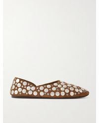 KHAITE - Jane Studded Suede Flats - Lyst