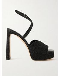 Jimmy Choo - Karly 125 Glittered Leather Sandals - Lyst