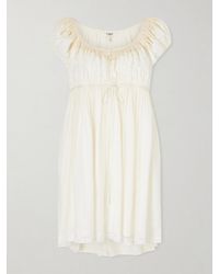 Chloé - Lace-Trimmed Silk-Crepon Mini Dress - Lyst