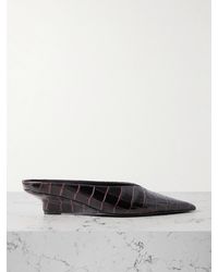 TOTEME - Sharp Croc-Effect Leather Mules - Lyst
