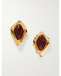 Saint Laurent - Goldfarbene Ohrclips Mit Harz - Lyst