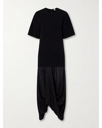 TOTEME - Cocoon Draped Voile-Paneled Knitted Midi Dress - Lyst