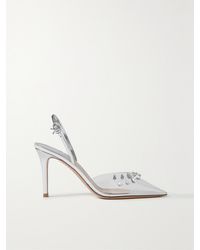 Gianvito Rossi - 85 Crystal-Embellished Pvc And Metallic Leather Slingback Pumps - Lyst