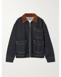 SLVRLAKE Denim - Casey Suede-Trimmed Denim Jacket - Lyst