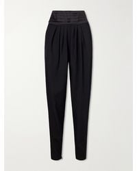 Lanvin - Pleated Charmeuse And Draped Wool Tapered Pants - Lyst