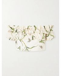 Agua Bendita - Pimienta Azucar Cropped Floral-Print Linen Top - Lyst