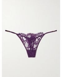 Kiki de Montparnasse - Camille Stretch-Silk Satin-Trimmed Organic Cotton-Lace Thong - Lyst