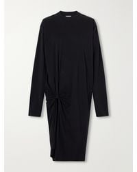 Balenciaga - Knotted Draped Cotton-Jersey Midi Dress - Lyst