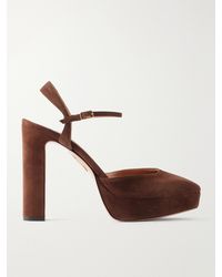 Aquazzura - Amira 110 Suede Platform Pumps - Lyst