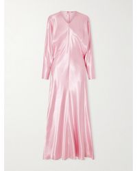 FFORME - Naomie Draped Hammered-Satin Maxi Dress - Lyst