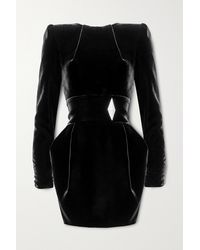 Alexandre Vauthier Minikleid Aus Samt Mit Kristallen - Schwarz