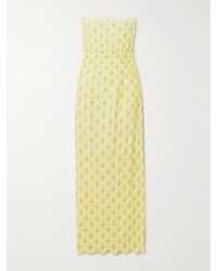 Clio Peppiatt - Ariel Strapless Scalloped Embellished Satin Gown - Lyst