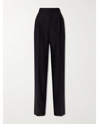 Saint Laurent - Pleated Wool Straight-Leg Pants - Lyst