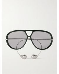 Bottega Veneta - Pilotensonnenbrille Aus Recyceltem Azetat Mit Silberfarbenen Details Und Verzierungen - Lyst