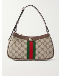 Gucci - Ophidia Small Leather-Trimmed Coated Canvas-Jacquard Shoulder Bag - Lyst