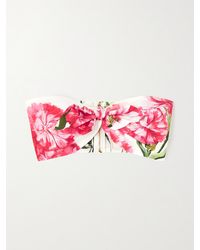 Dolce & Gabbana - Cropped Strapless Floral-Print Cotton-Poplin Bustier Top - Lyst