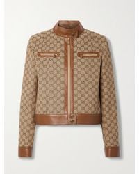 Gucci - Veste En Toile Gg À Détails En Cuir - Lyst