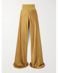 Rick Owens - Bias Ribbed-Knit Trimmed Satin Wide-Leg Pants - Lyst