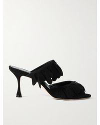 Manolo Blahnik - Sandales En Daim À Franges Kelna 70 - Lyst