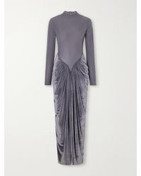 Maygel Coronel - Guernica Draped Mesh And Velvet Maxi Dress - Lyst