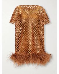 ‎Dima Ayad - Feather-Trimmed Sequined Blouse - Lyst