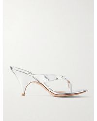 Gianvito Rossi - Sofia 70 Metallic Leather Thong Sandals - Lyst