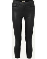 L'Agence - Margot Cropped Coated High-Rise Skinny Jeans - Lyst