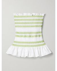 Molly Goddard - Lynne Strapless Ruffled Smocked Cotton-Blend Voile Peplum Top - Lyst