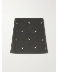 Rier - Walker Floral-Embroidered Felted Wool-Fleece Mini Skirt - Lyst