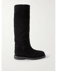 LEGRES - Shearling-Lined Suede Knee Boots - Lyst