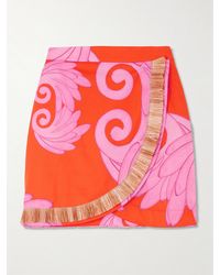 Themis Z - Lydia Raffia-Trimmed Printed Cotton-Twill Mini Skirt - Lyst