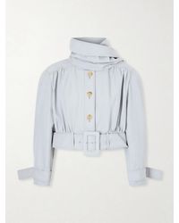 Chloé - Belted Scarf-Detailed Gathered Linen And Cotton-Blend Jacket - Lyst