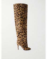 Alaïa - Leopard-Print Calf Hair Over-The-Knee Boots - Lyst
