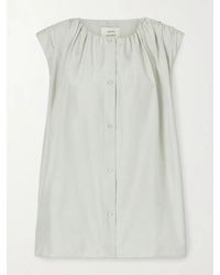 Loulou de Saison - Anca Gathered Cotton And Silk-Blend Blouse - Lyst