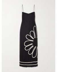 Cala De La Cruz - Paloma Bead-Embellsihed Embroidered Linen Midi Dress - Lyst