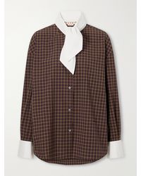 Marni - Scarf-Detailed Checked Cotton-Poplin Shirt - Lyst