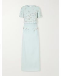 Oscar de la Renta - Crystal-Floral Embroidered Stretch-Wool Gown - Lyst