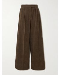Max Mara - Ponza Houndstooth Cotton-Blend Wide-Leg Pants - Lyst