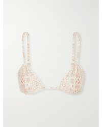 Agua Bendita - Tulua Playa Bead-Embellished Printed Recycled-Blend Bikini Top - Lyst