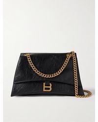 Balenciaga - Hourglass Crinkled-Leather Shoulder Bag - Lyst