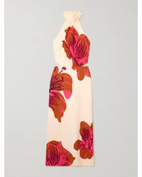 Johanna Ortiz - Best Of Times Embellished Printed Crepe Halterneck Midi Dress - Lyst