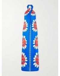 Cala De La Cruz - Oliviera Floral-Print Satin Halterneck Maxi Dress - Lyst