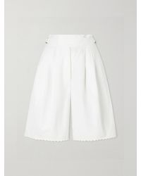 Bode - Closerie Belted Scalloped Embroidered Cotton-Poplin Shorts - Lyst