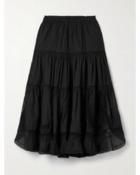 Sea - Jupe Midi En Coton Mélangé À Finitions En Dentelle Franca - Lyst