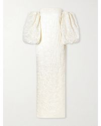 ‎Dima Ayad - Off-The-Shoulder Embellished Embroidered Woven Gown - Lyst