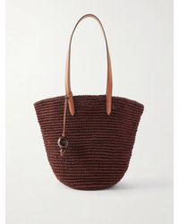 Hunting Season - Market Leather-Trimmed Woven Raffia Tote - Lyst