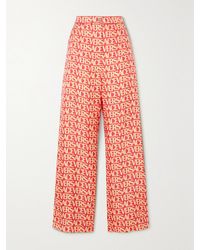 Versace - Printed Silk-Twill Wide-Leg Pants - Lyst